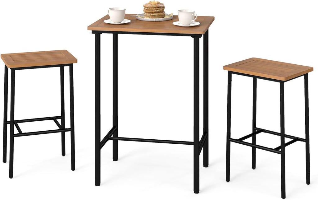 Acacia Wood Outdoor Patio Bar Set