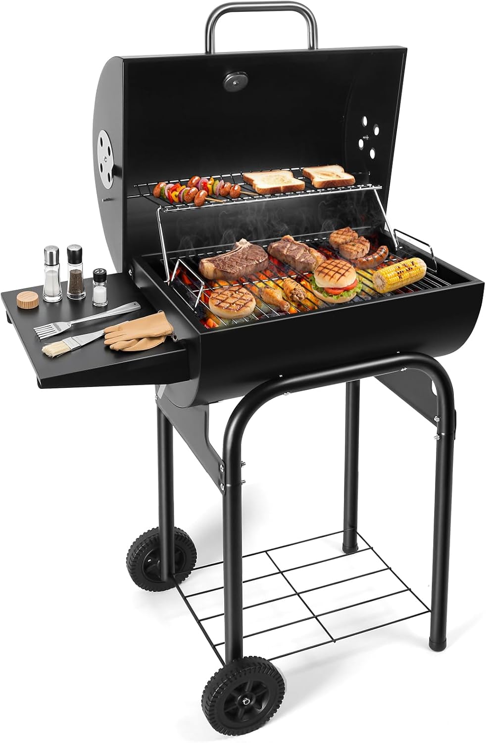 Spacious Barrel Outdoor Charcoal Grill