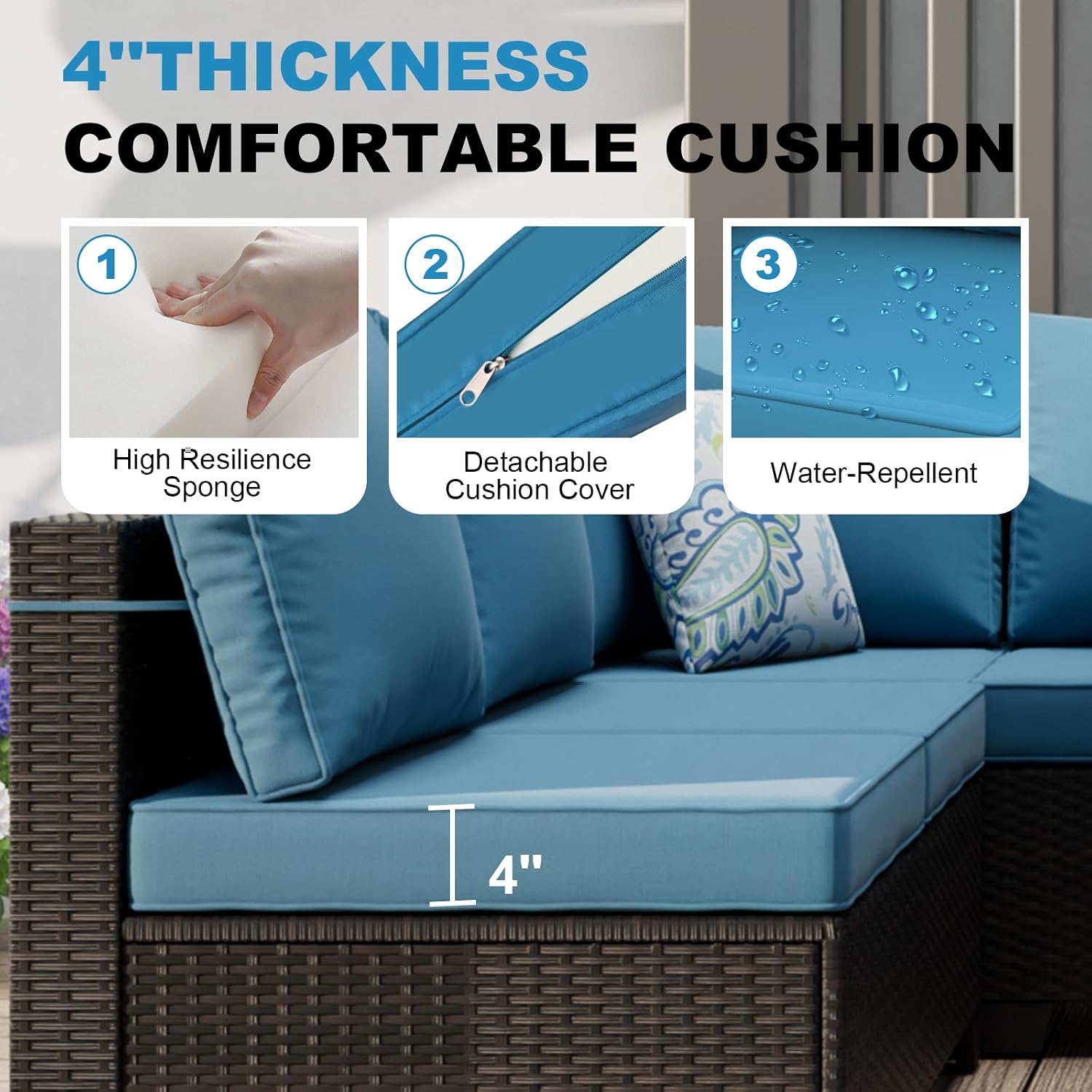 Wicker Patio Sectional Fire‑Pit Furniture Set