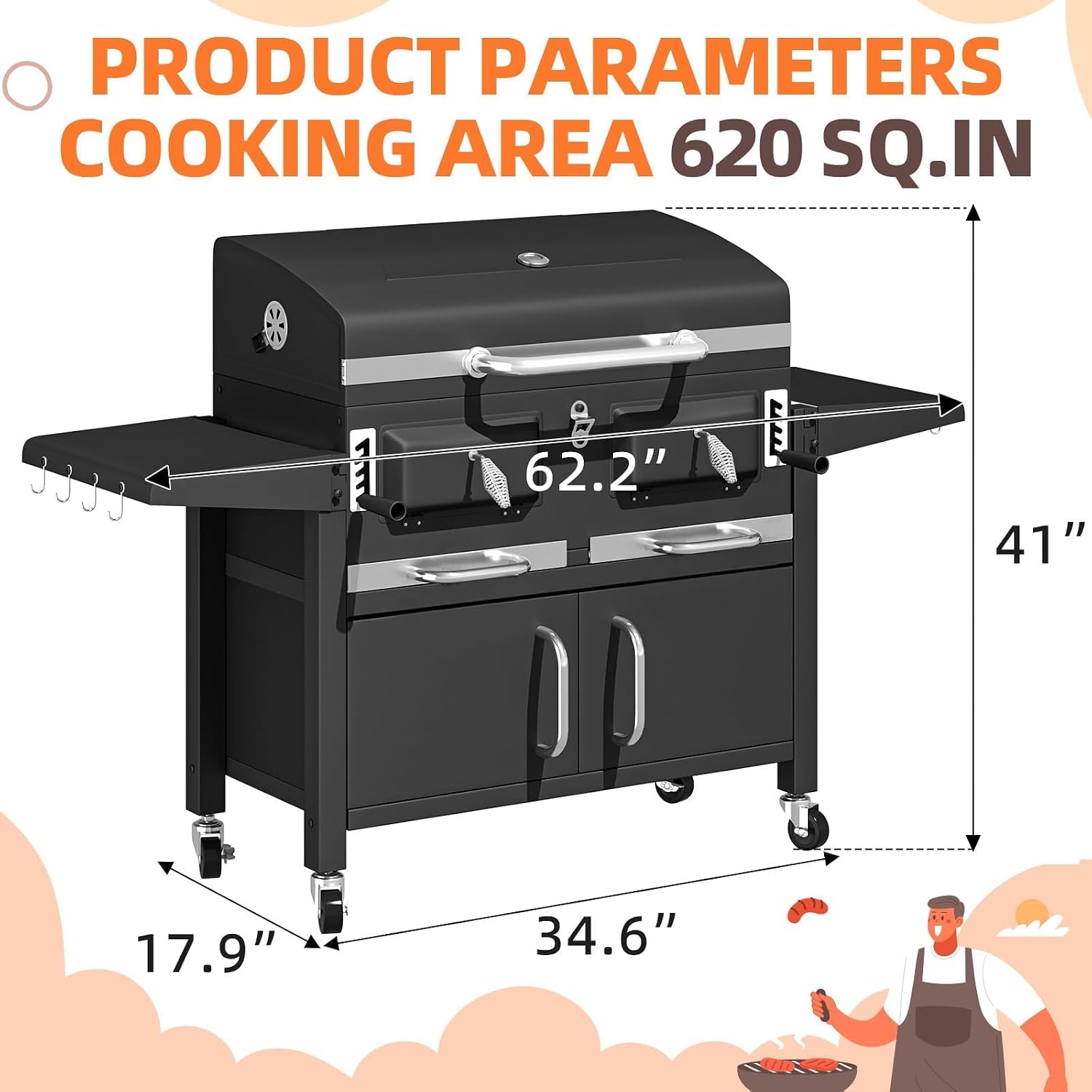 Large Outdoor Charcoal BBQ Grill