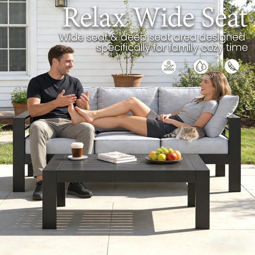 Aluminum Patio Sectional Fire‑Pit Furniture Set