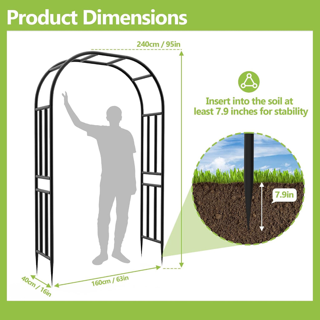 Heavy‑Duty Metal Garden Arch Trellis