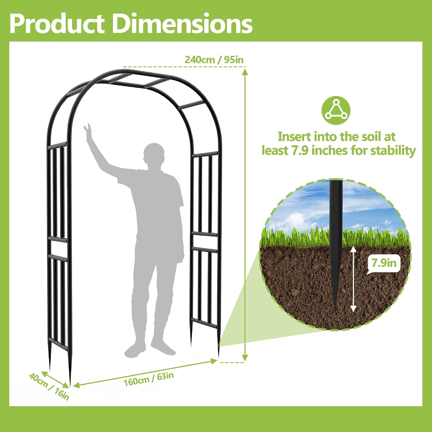 Heavy‑Duty Metal Garden Arch Trellis