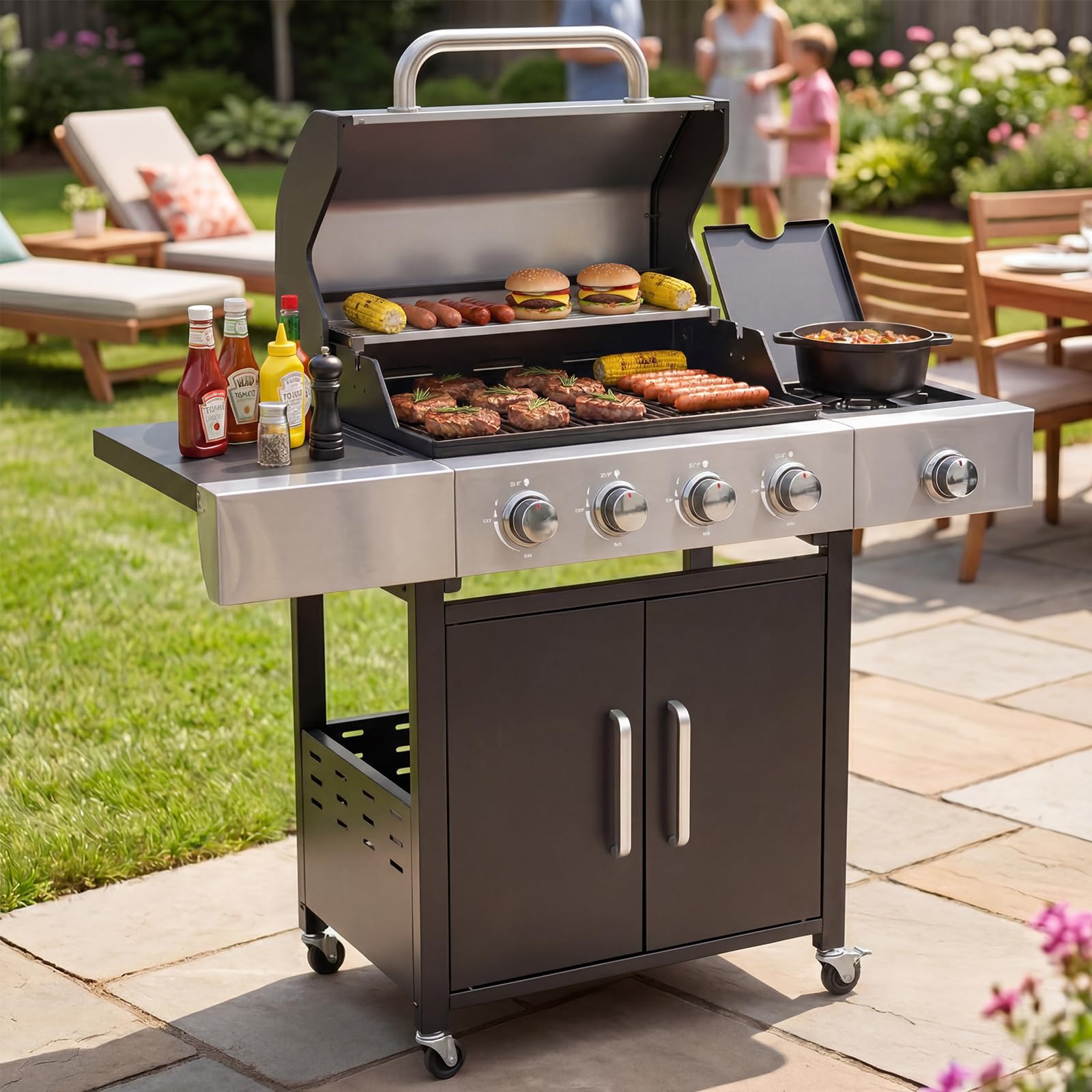 4‑Burner Outdoor Propane Gas Grill