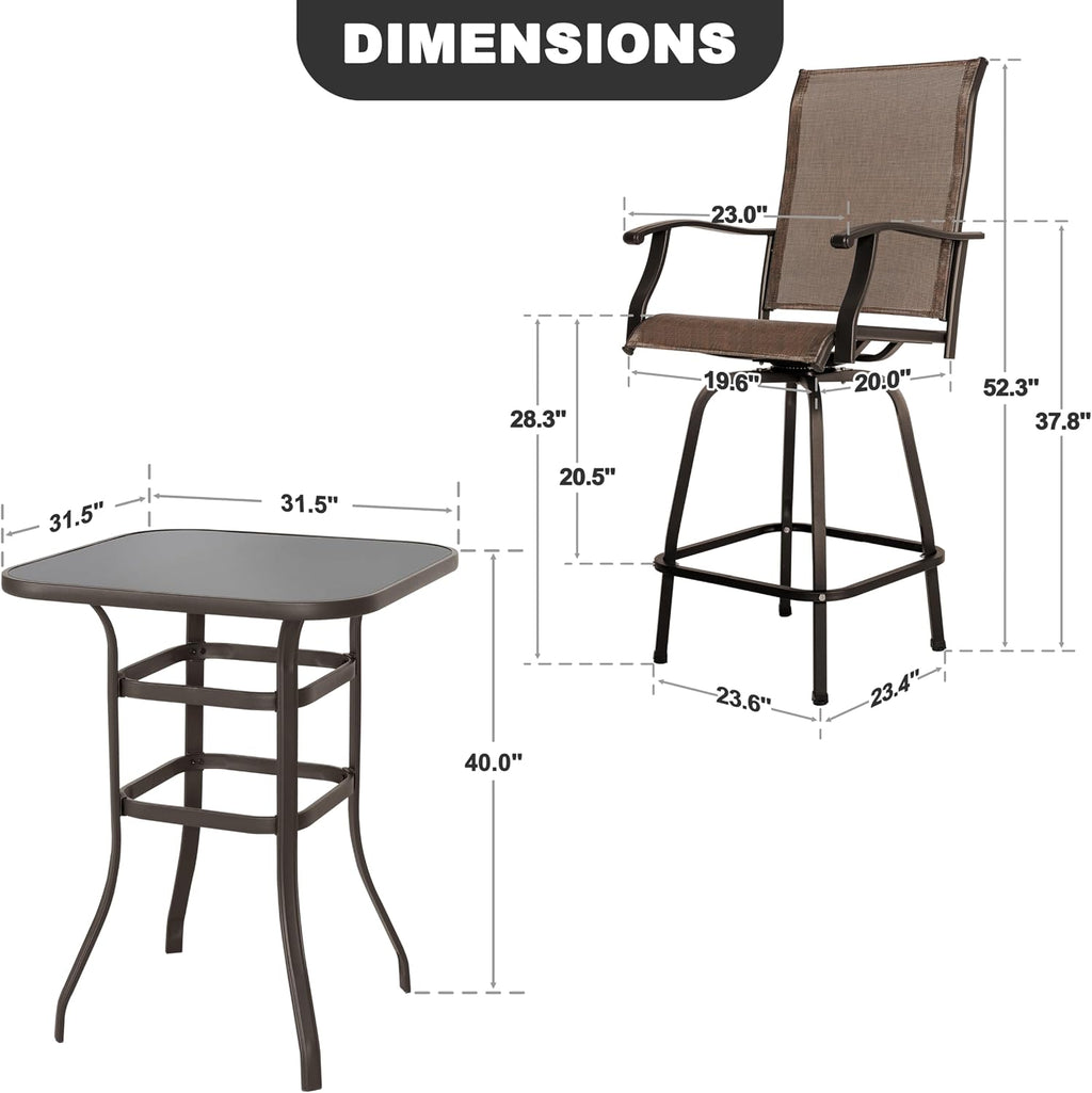 Swivel Outdoor Patio Bar Furniture Set