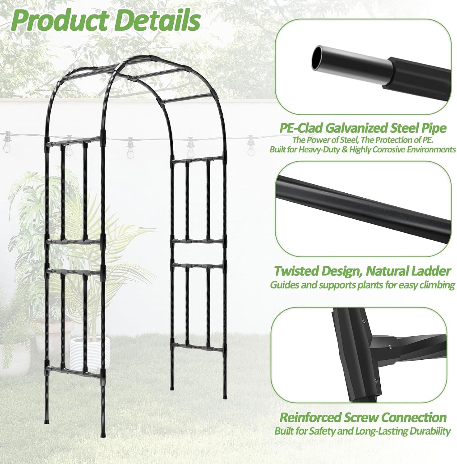 Heavy‑Duty Metal Garden Arch Trellis
