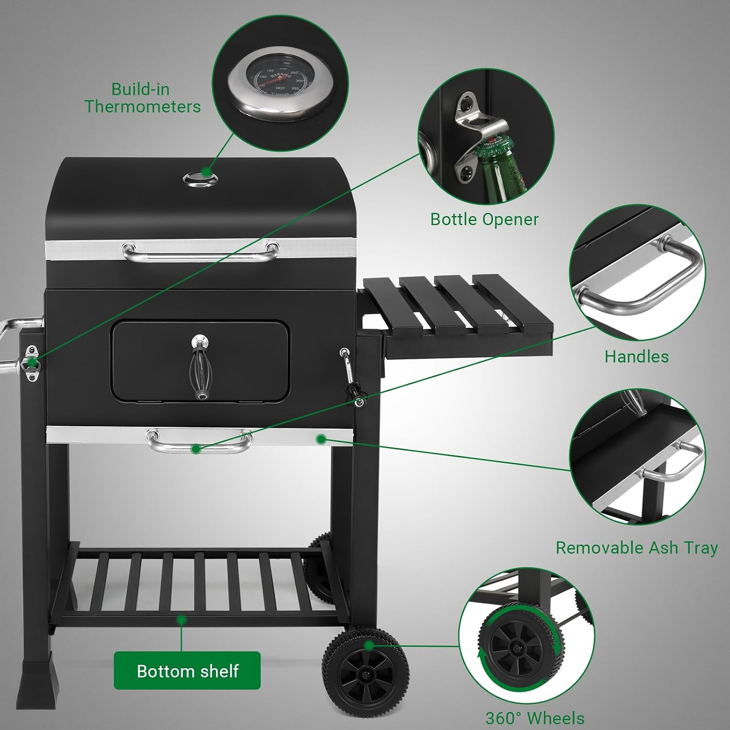 Large Barrel Outdoor Charcoal Grill