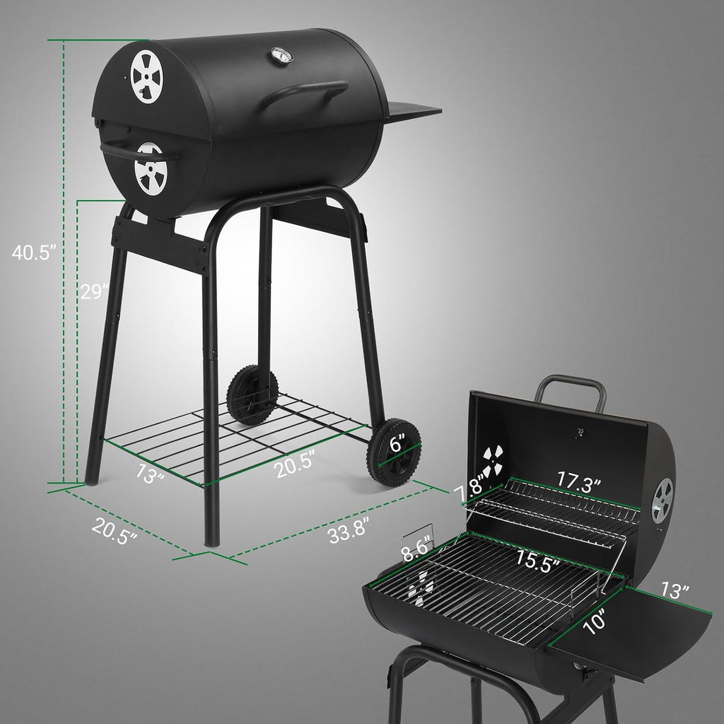 Barrel Outdoor Charcoal BBQ Grill