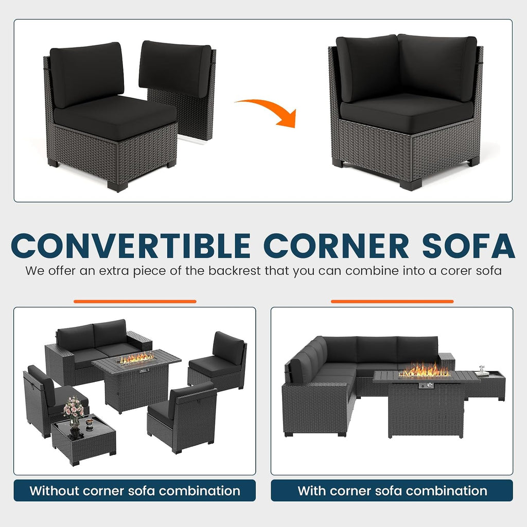 Outdoor Sectional Sofa Fire‑Pit Furniture Set
