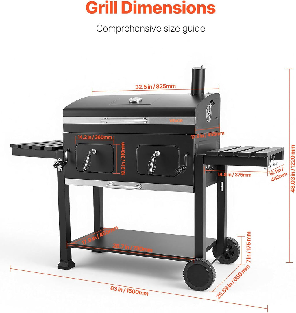 Extra‑Large Outdoor Charcoal BBQ Grill