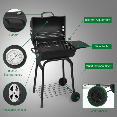 Barrel Outdoor Charcoal BBQ Grill