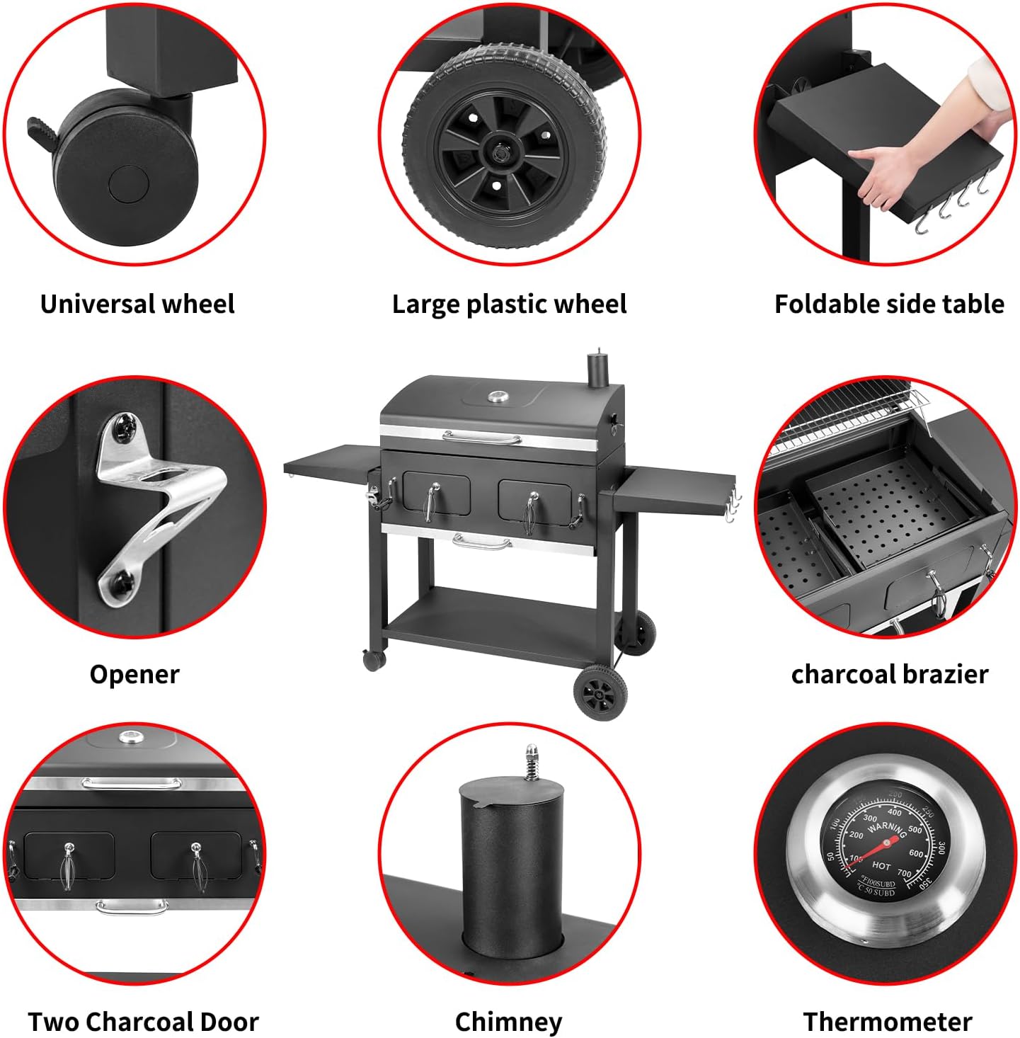 Extra‑Large Outdoor Charcoal BBQ Grill