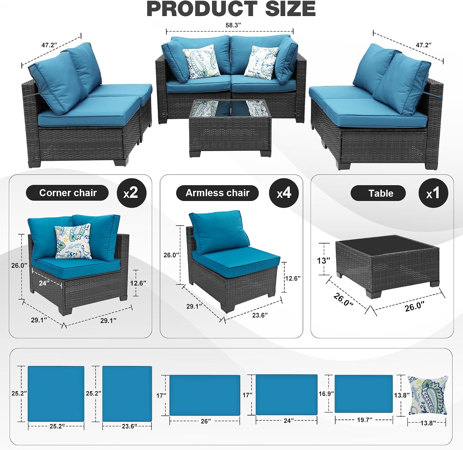 Wicker Patio Sectional Fire‑Pit Furniture Set