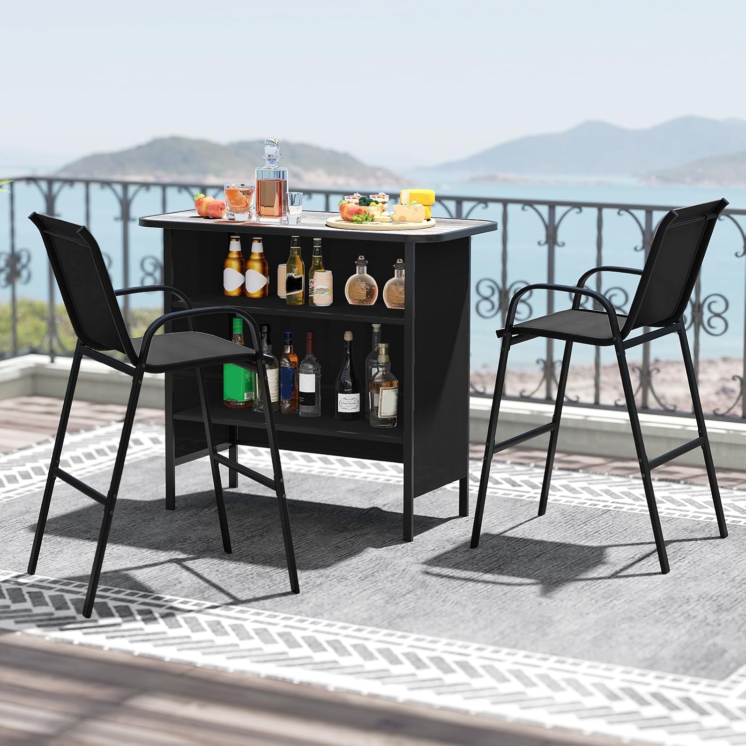 Outdoor Bar Table And Stools Set