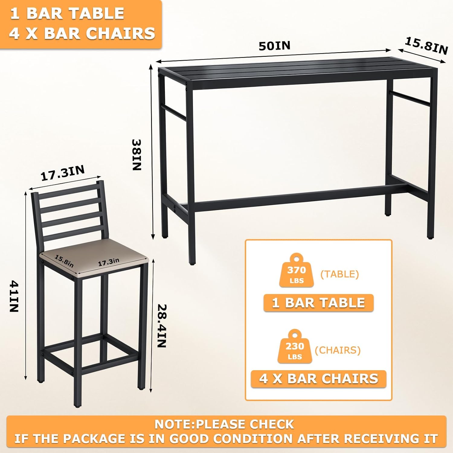Cushioned Outdoor Patio Bar Furniture Set