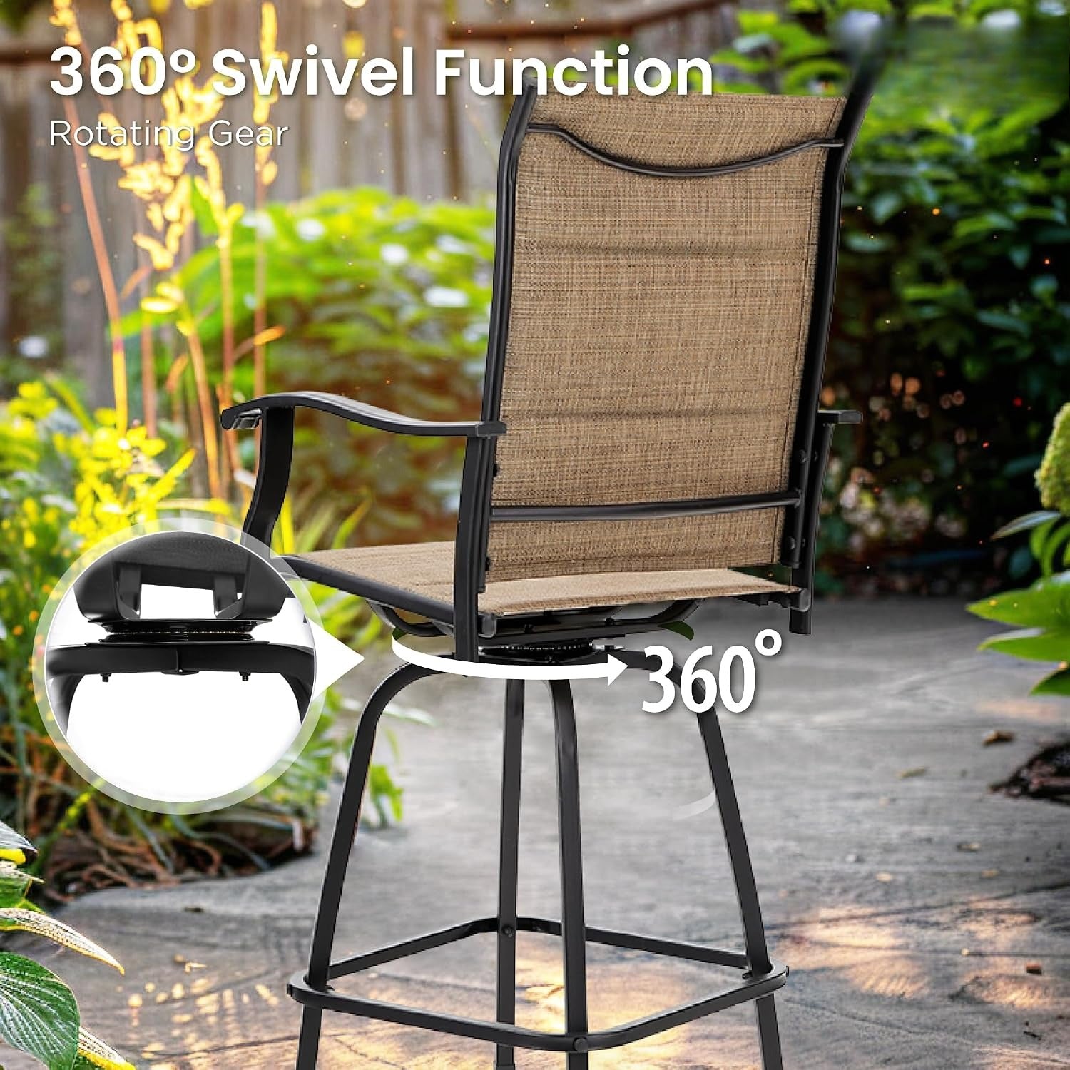 Outdoor Swivel Patio Bar Stools Set