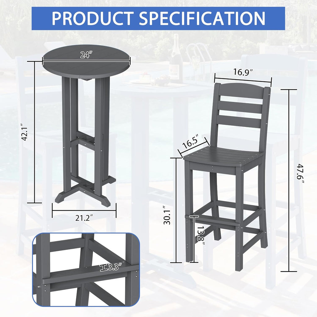 Outdoor High‑Top Bar Table Chair Set