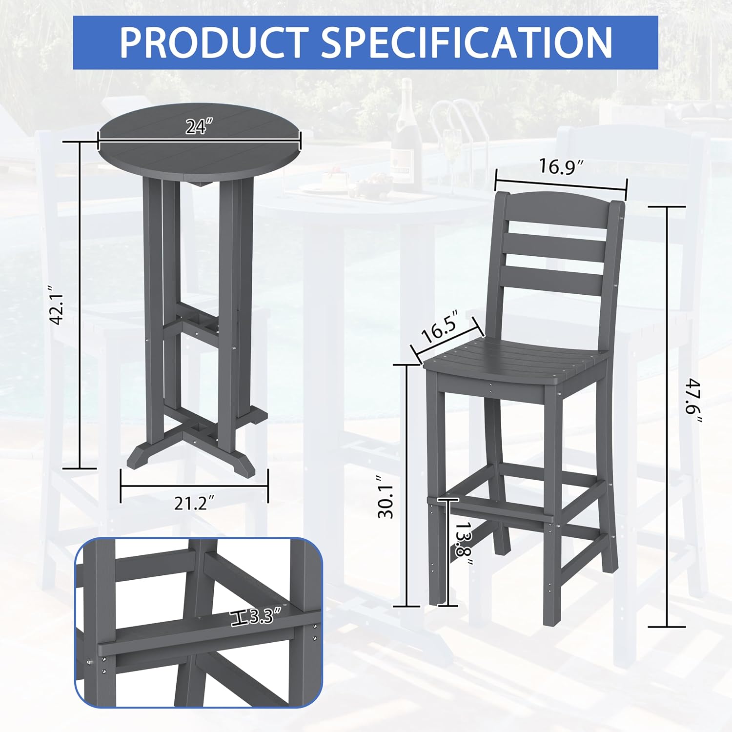 Outdoor High‑Top Bar Table Chair Set