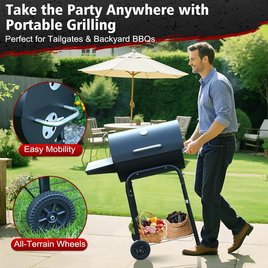 Spacious Barrel Outdoor Charcoal Grill