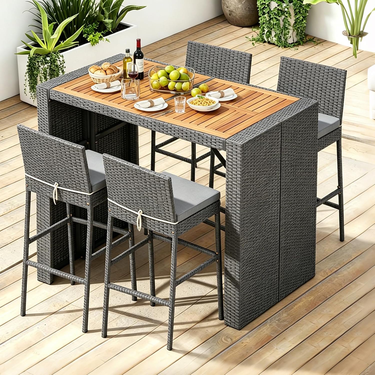 Wicker Outdoor Patio Bar Furniture Set