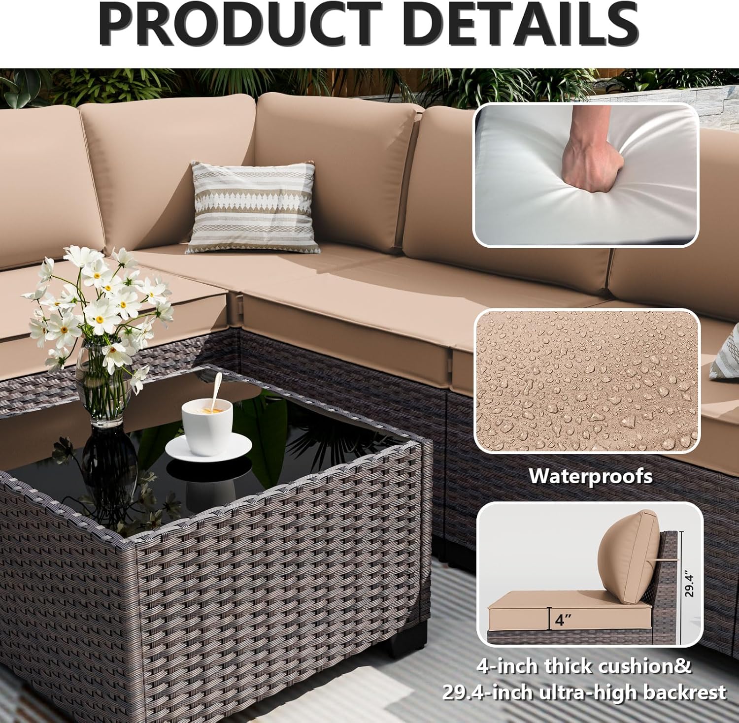 Wicker Patio Fire‑Pit Conversation Furniture Set
