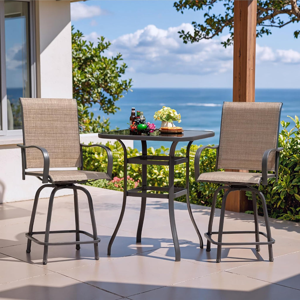 Swivel Outdoor Patio Bar Furniture Set