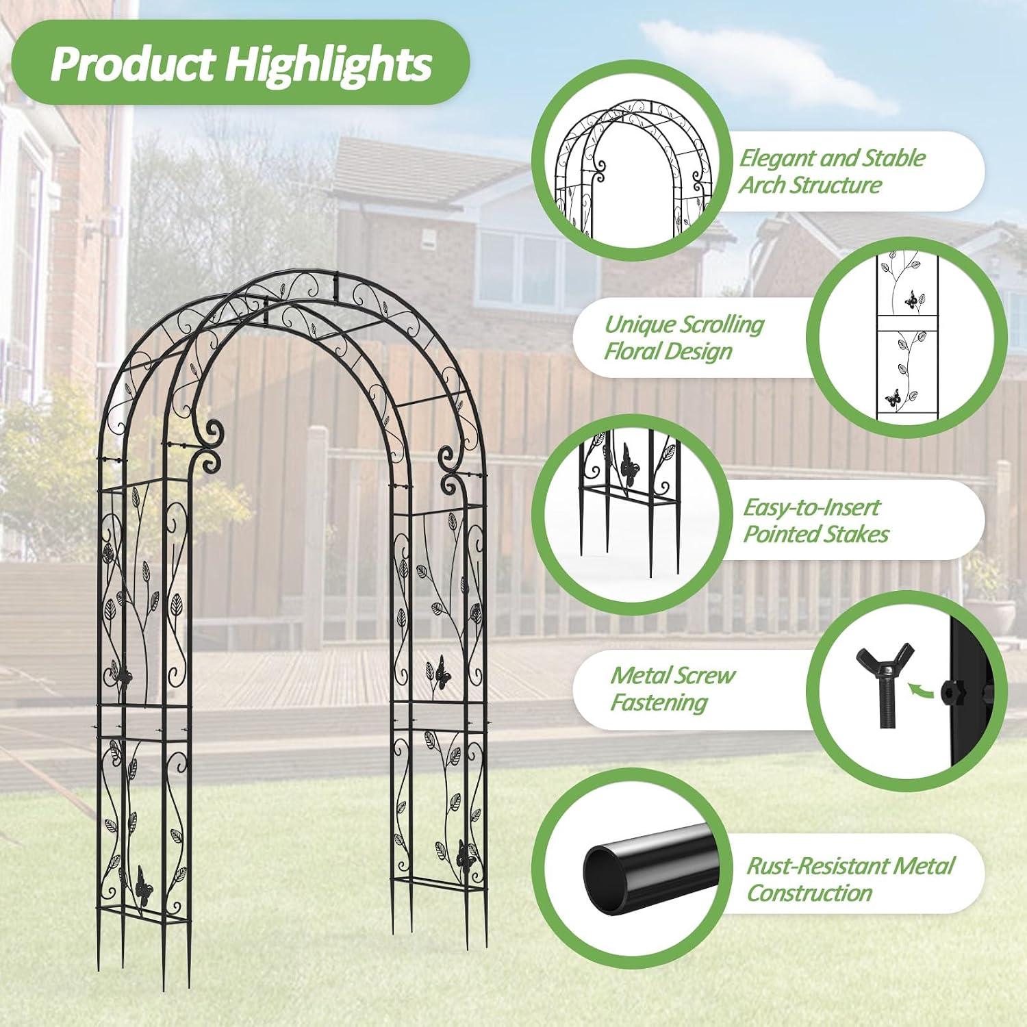 Sturdy Metal Garden Arch Trellis Stand