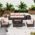 Wicker Patio Fire‑Pit Conversation Furniture Set