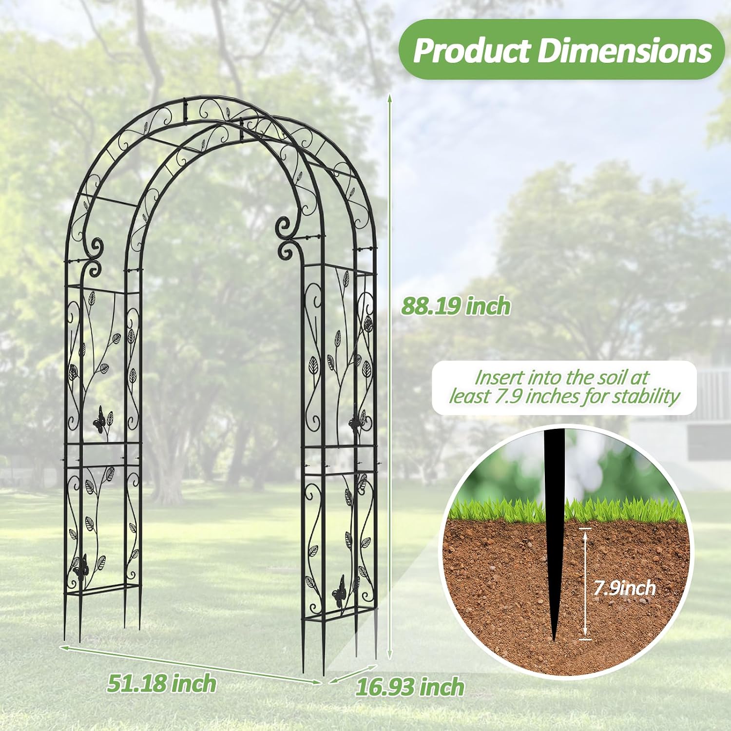Sturdy Metal Garden Arch Trellis Stand
