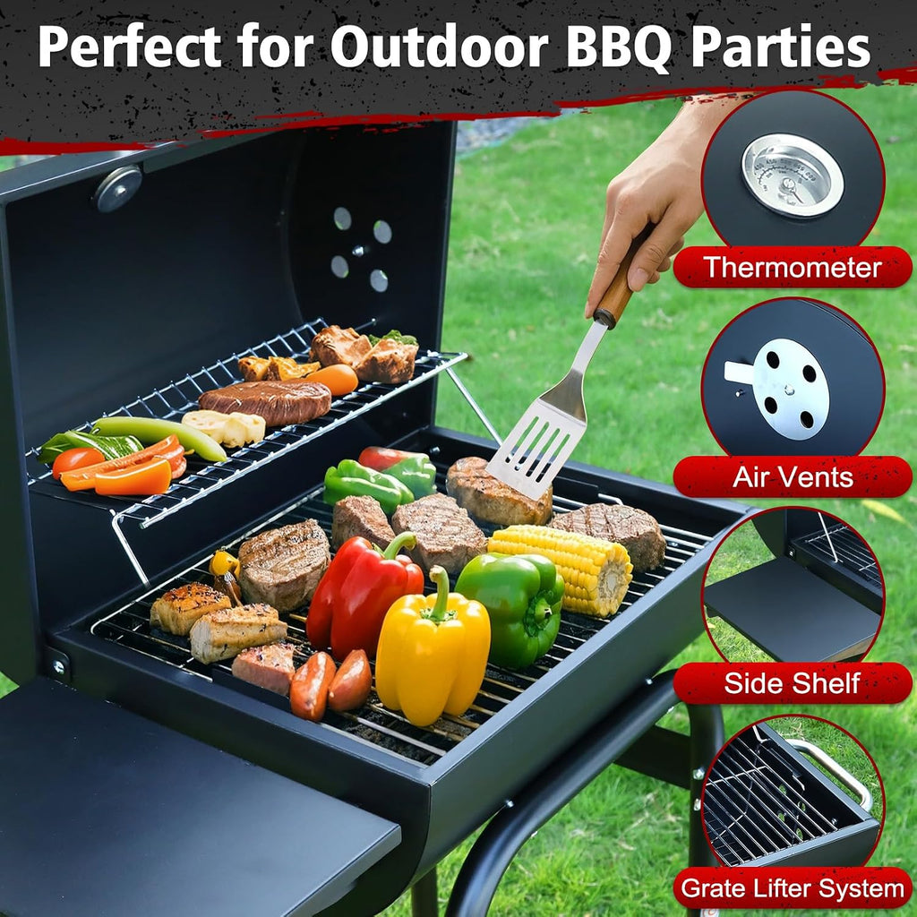 Spacious Barrel Outdoor Charcoal Grill