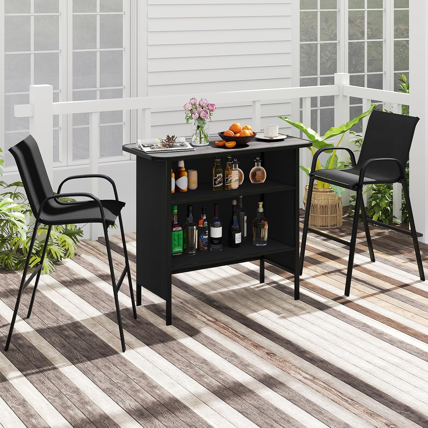 Outdoor Bar Table And Stools Set