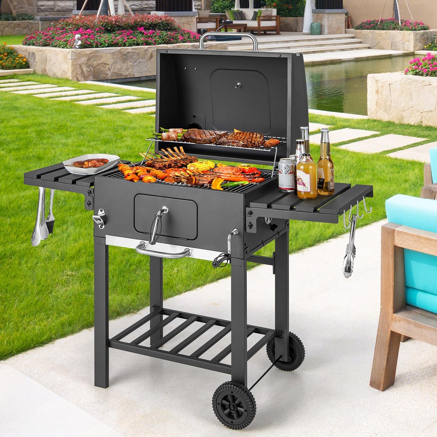 Outdoor Charcoal BBQ Cooking Grill