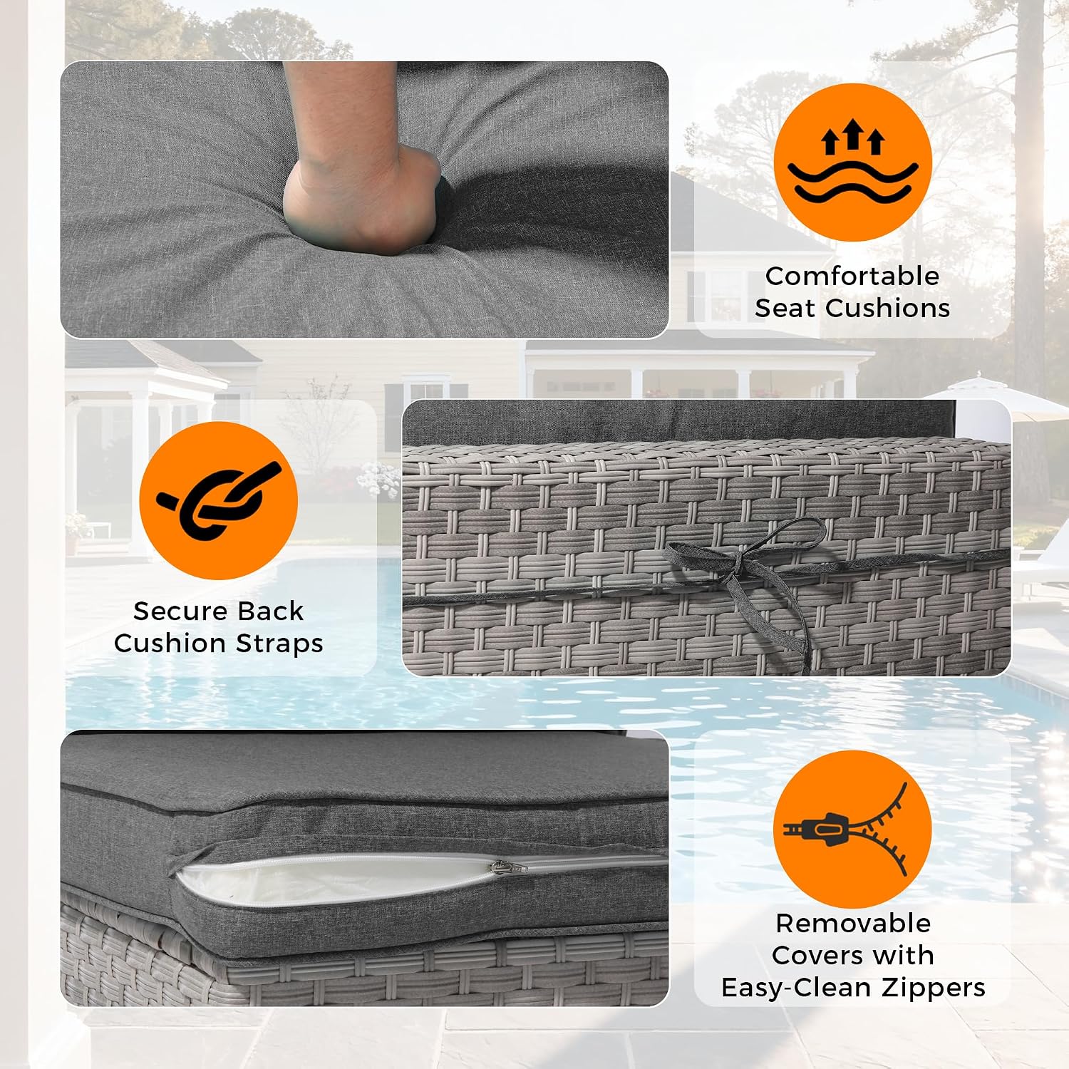 Wicker Patio Fire‑Pit Conversation Furniture Set