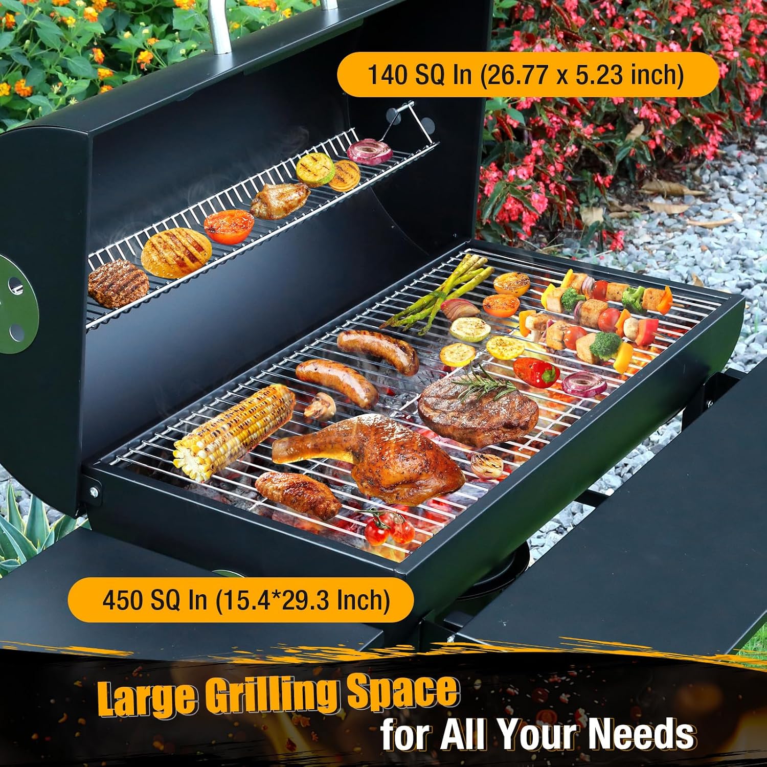 Large Outdoor Barrel Charcoal Grill