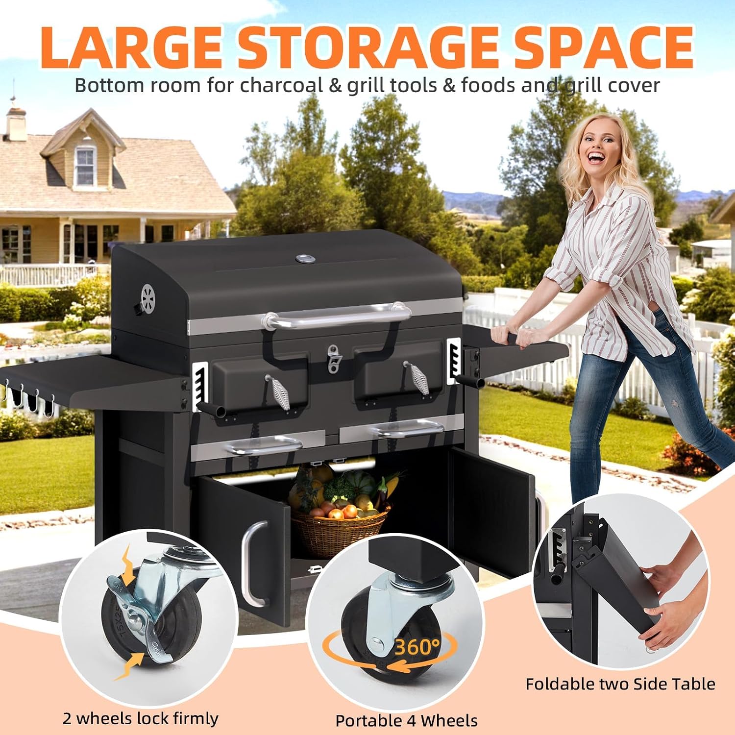 Large Outdoor Charcoal BBQ Grill