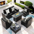 Outdoor Sectional Sofa Fire‑Pit Furniture Set