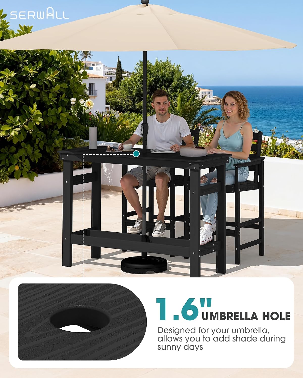 Outdoor Adirondack Bar Table Chair Set