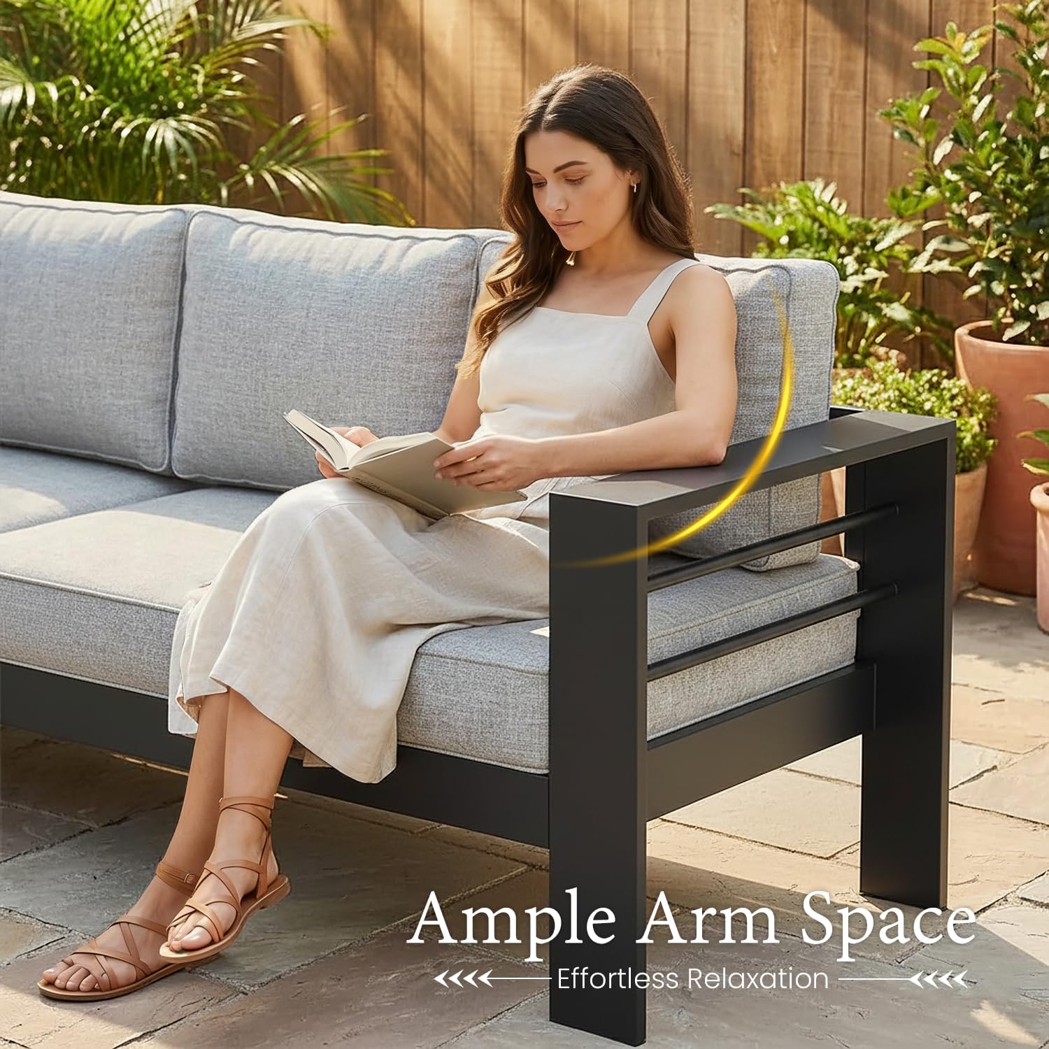 LayinSun Aluminum Patio Fire‑Pit Conversation Sofa Set