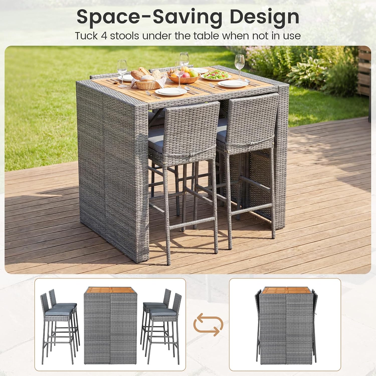 Wicker Outdoor Patio Bar Furniture Set
