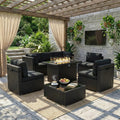 Wicker Patio Fire‑Pit Conversation Sofa Set