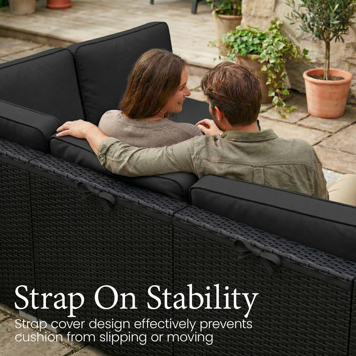 Wicker Patio Fire‑Pit Conversation Sofa Set