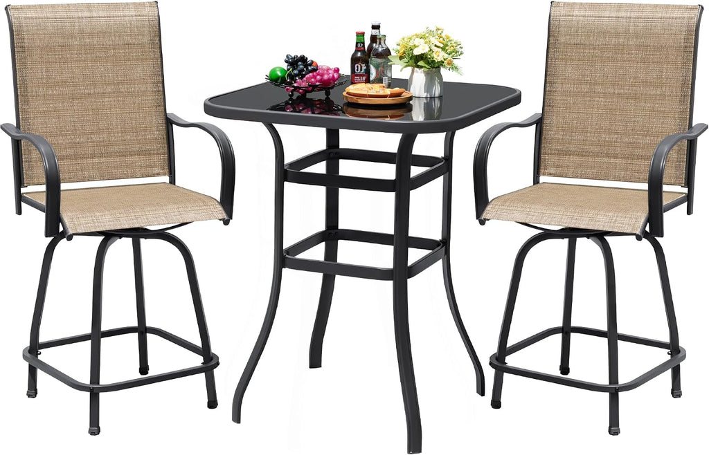 Swivel Outdoor Patio Bar Furniture Set