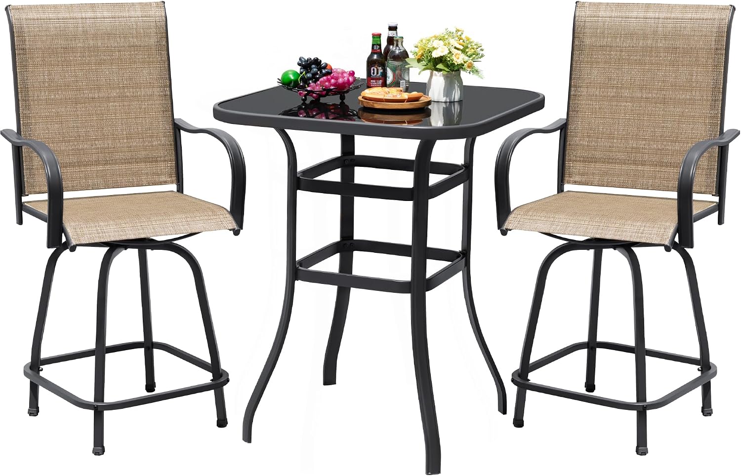 Swivel Outdoor Patio Bar Furniture Set