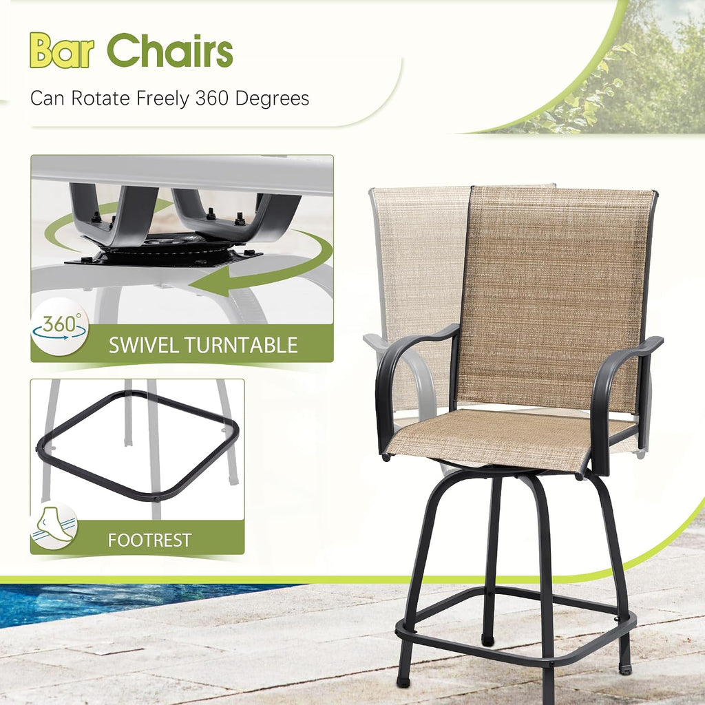 Swivel Outdoor Patio Bar Furniture Set
