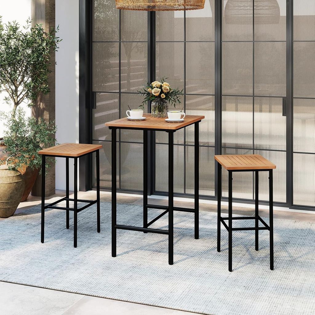 Acacia Wood Outdoor Patio Bar Set
