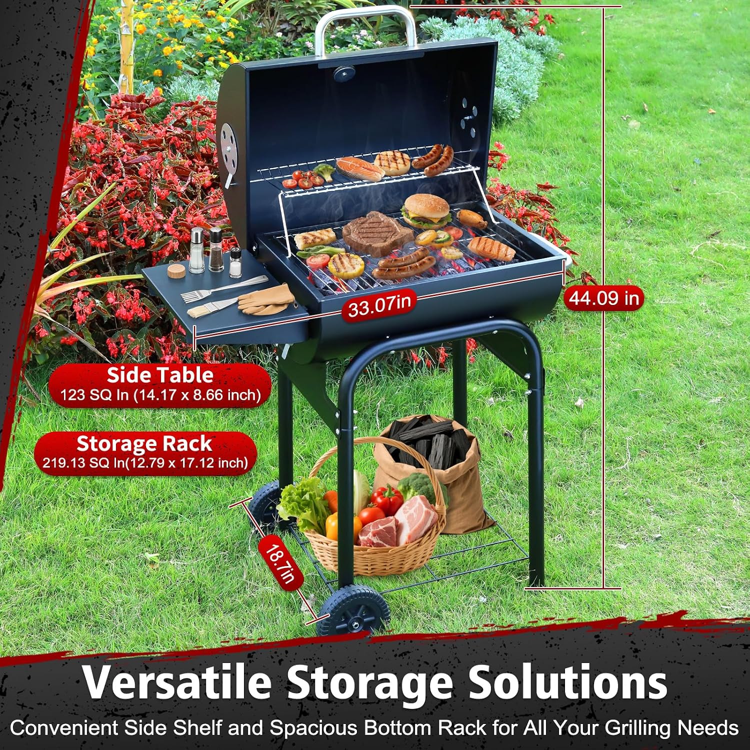 Spacious Barrel Outdoor Charcoal Grill