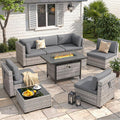 Wicker Patio Fire‑Pit Conversation Furniture Set