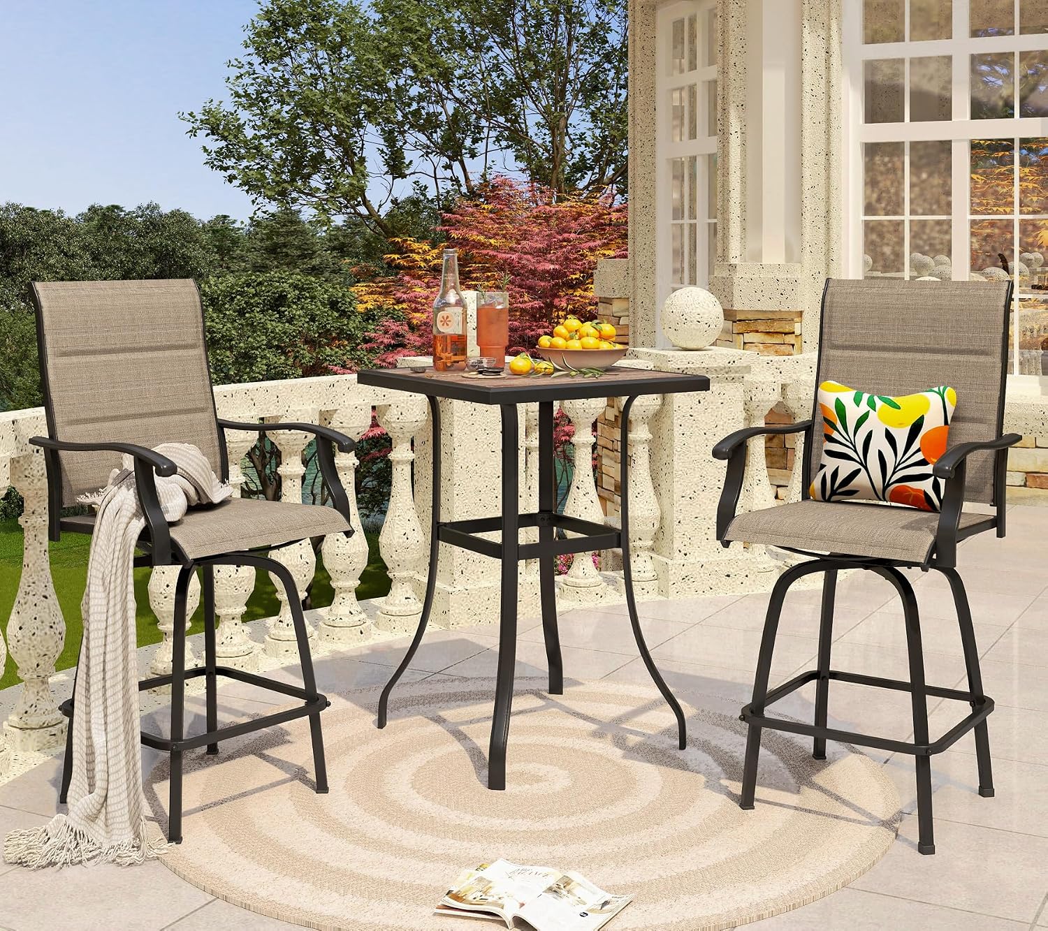Outdoor Swivel Patio Bar Stools Set