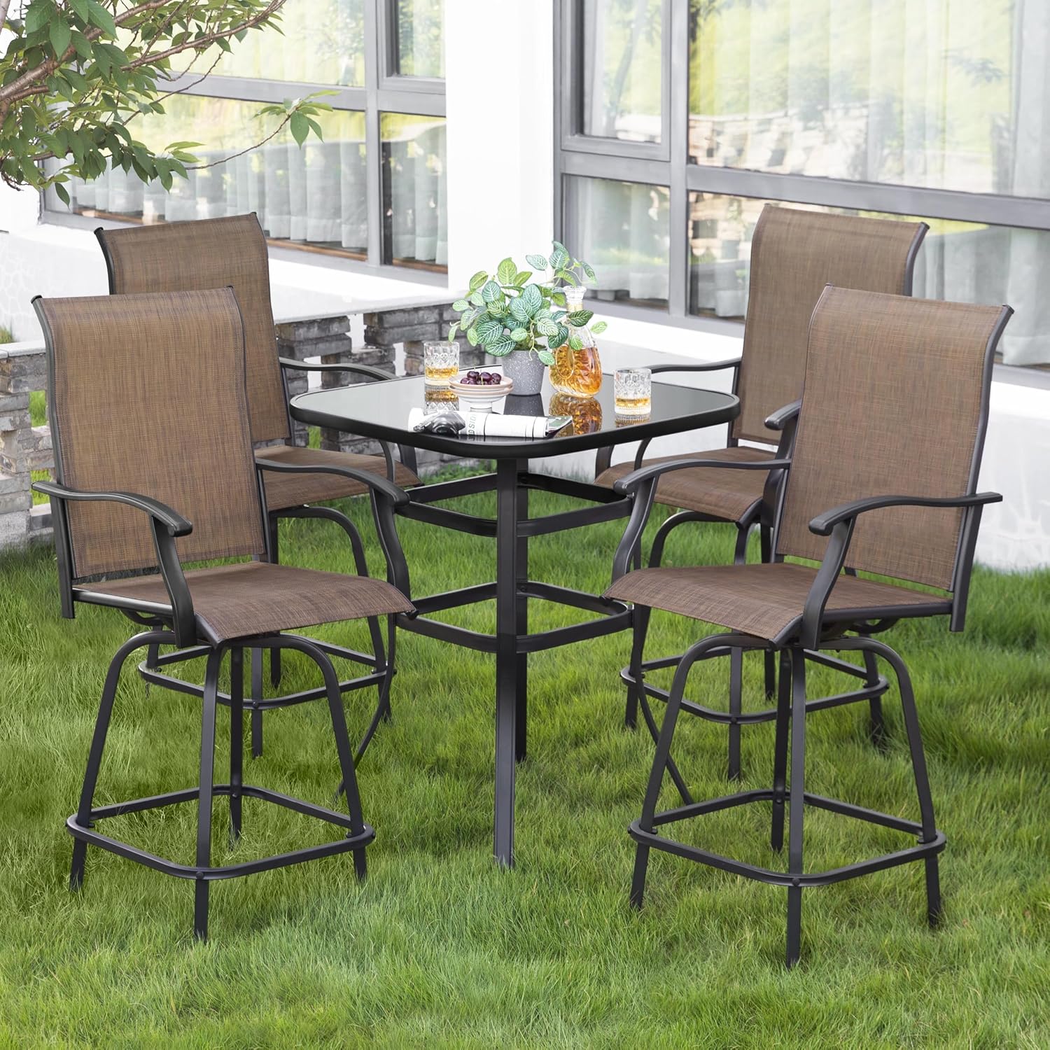 Swivel Outdoor Patio Bar Furniture Set
