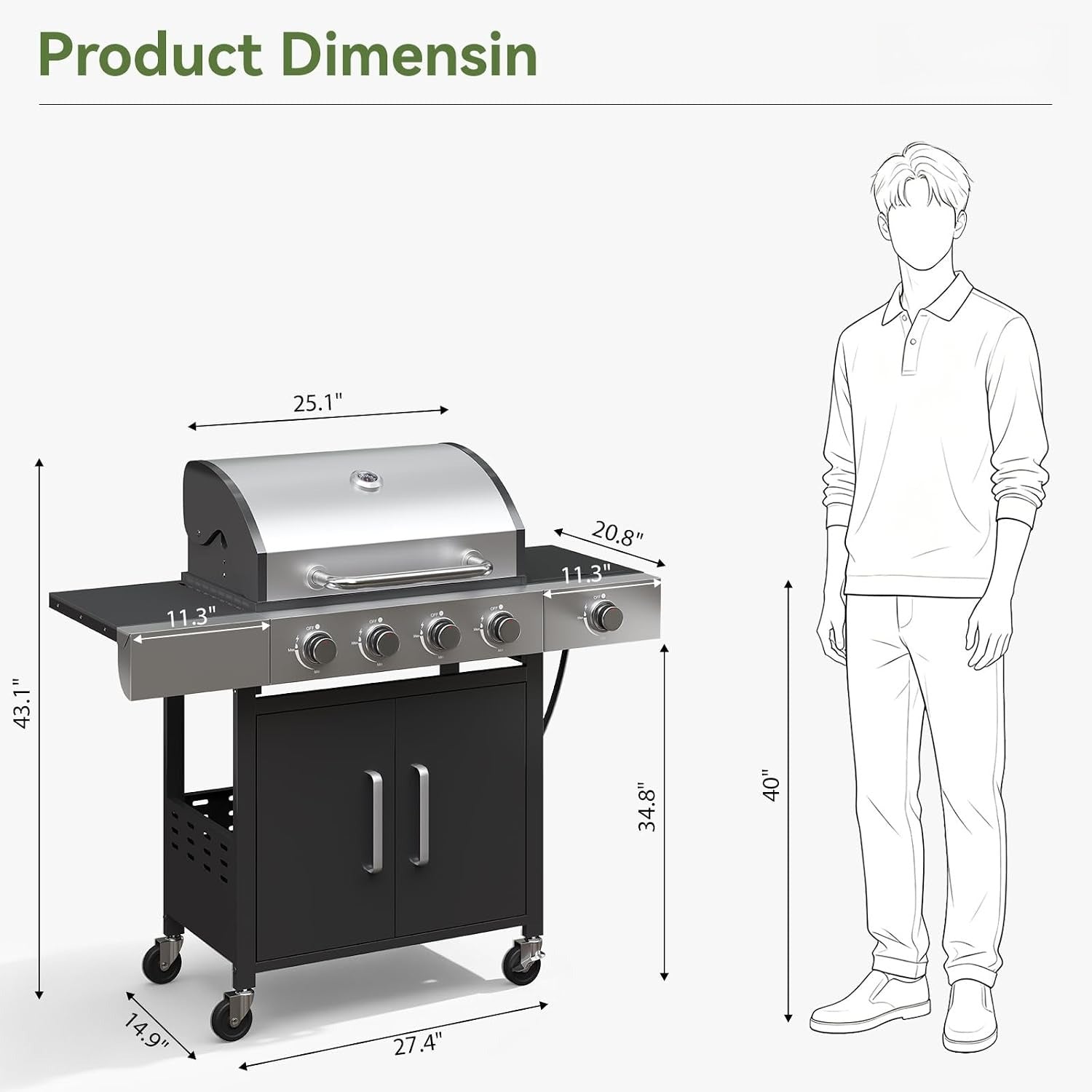 4‑Burner Outdoor Propane Gas Grill